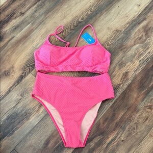 Cupshe Vibrant Pink Textured Bikini